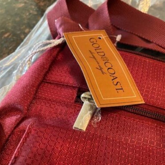 NWT multi-pocket BURGUNDY Shoulder Bag / small DUFFLE + JADE NECKLACE & earrings - Picture 6 of 11